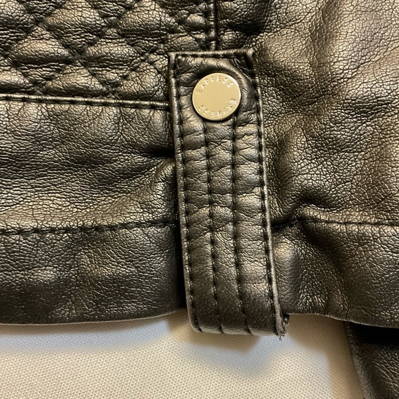 Express Brown Faux Leather Moto Jacket Quilted Shoulders Size L - Picture 7 of 11